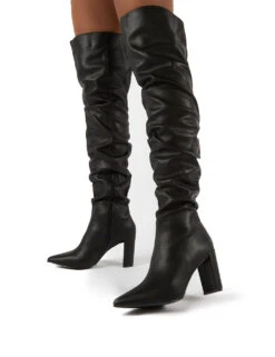 Theirs Black Wide Fit PU Over The Knee Boots -Boots Store 0005 THEIRS BLK PU3 71016d6d e394 4d7c aff6 76d39d0e7e4e