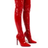 Confidence Wide Fit Red Patent Stiletto Heeled Over The Knee PU Boot