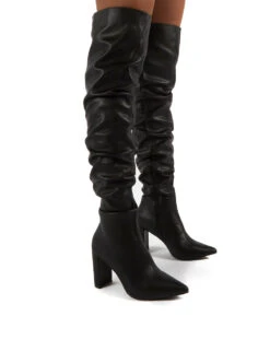 Theirs Black Wide Fit PU Over The Knee Boots