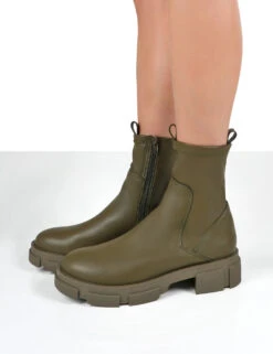 Treat Green Chunky Ankle Boots -Boots Store 0011 22539bec aa0c 4e49 ba62 986f2e570363