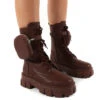 Intention Wide Fit Chocolate Chunky Sole Pouch Ankle Boots