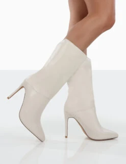 Lisel Ecru PU Pointed Toe Stiletto Heeled Ankle Boots 7 Lisel Ecru PU Pointed Toe Stiletto Heeled Ankle Boots -Boots Store 0016 a52244db cf76 45d5 8ca5 9f374a4a93d6