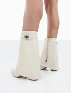 Fyre Wide Fit Ecru Pointed Toe Block Heeled Ankle Boots -Boots Store 0034 a6ce25cc 770b 4fb5 a2f5 e9c66a9859e0