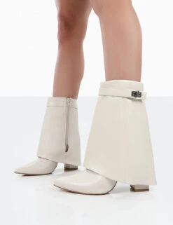 Fyre Wide Fit Ecru Pointed Toe Block Heeled Ankle Boots -Boots Store 0036 efe3e906 36fb 45cf 80ad 01ae0bdd7325