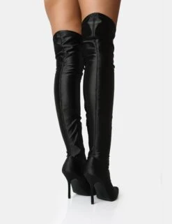 Instinct Black Lycra Pointed Toe Stiletto Thigh High Boots -Boots Store 16 df0c2225 74a4 43df 8835 32ccc798525a
