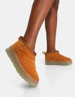 Bambi Tan Faux Suede Ultra Mini Ankle Boots -Boots Store 1 6c1bc2fb ea1d 4dfc 8e04 e3b350af58f1