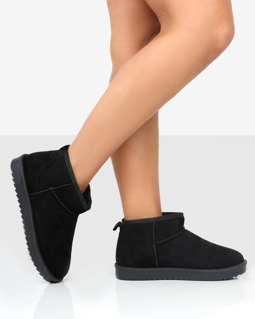 Frosty Black Faux Suede Ultra Mini Ankle Boots 1 Frosty Black Faux Suede Ultra Mini Ankle Boots