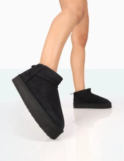 Shorty Black Faux Suede Ultra Mini Chunky Ankle Boot -Boots Store 2 dfd95279 a5c7 43c1 ad3f aba95ce8f48b