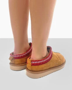 Tamsin Tan Brown Faux Suede Red Embroidered Slipper Boots -Boots Store 3 d02a7450 dd29 4ccd a50f b10f9522d6a0