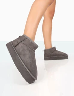 Shorty Grey Faux Suede Ultra Mini Chunky Ankle Boots -Boots Store 4 ce66de2a 239d 4ee4 9af5 72fd742cbdef