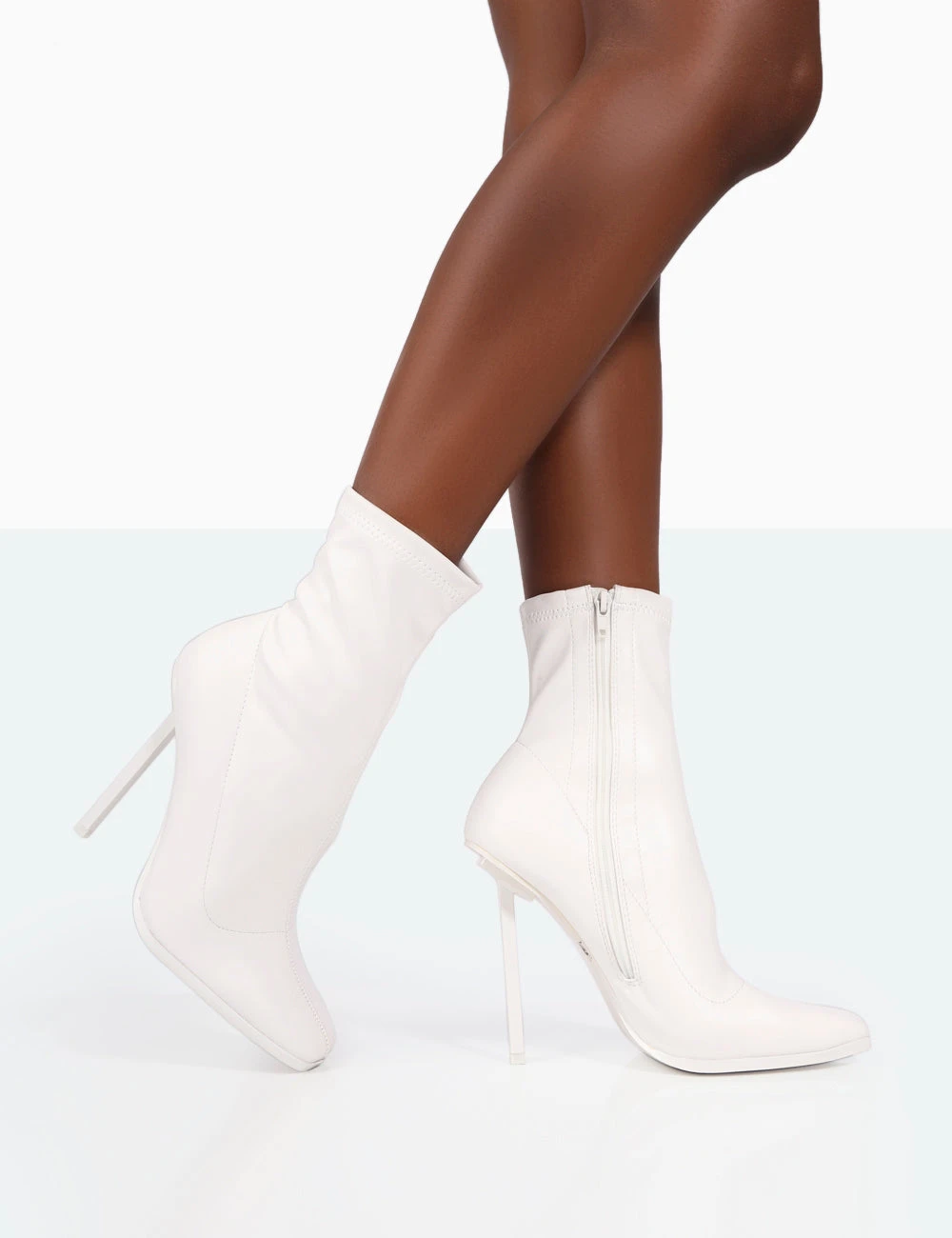 Pippa White Sock High Heeled Ankle Boots 1 Pippa White Sock High Heeled Ankle Boots