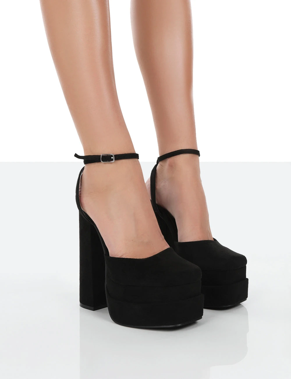 Moonchild Wide Fit Black Faux Suede Closed Toe Statement Platform Block Heels 1 Moonchild Wide Fit Black Faux Suede Closed Toe Statement Platform Block Heels