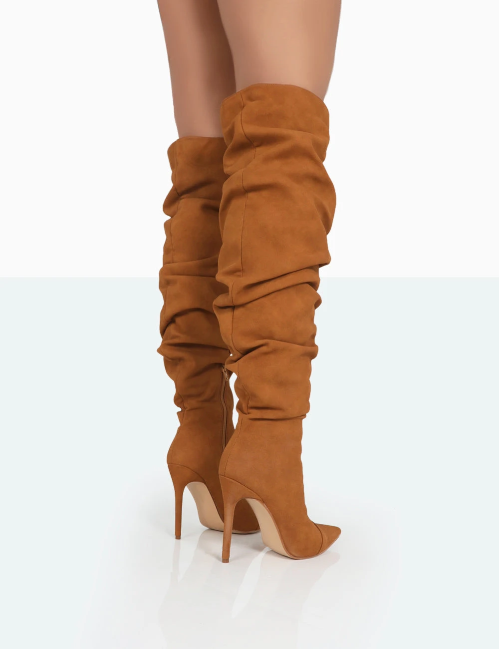 Lariza Tan Faux Suede Pointed Toe Stiletto Over The Knee Boots 4 Lariza Tan Faux Suede Pointed Toe Stiletto Over The Knee Boots - Image 4