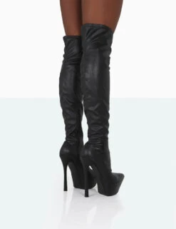 Trixie Black Grain Pu Stiletto Platform Over The Knee Boots 6 Trixie Black Grain Pu Stiletto Platform Over The Knee Boots -Boots Store 771A0983 270046cf 84b0 49ce a57f 1eb27757a8ad