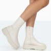 Auden Wide Fit White Chunky Sole Ankle Boots