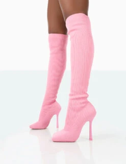 Bubbles Pink Knitted Wide Fit Square Toe Over The Knee Stiletto Boots 7 Bubbles Pink Knitted Wide Fit Square Toe Over The Knee Stiletto Boots -Boots Store 771A1538 99900e6c 358b 4952 ab47 e1bc704661bf