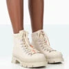 Hike There Bone Pu Lace Up Chunky Sole Winter Boots