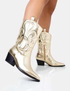 Calabasas Gold Western Embroidered Knee High Pointed Toe Cowboy Boots -Boots Store 771A1868copy
