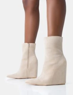 Getaway Beige Faux Suede Wedged Heeled Ankle Boot 6 Getaway Beige Faux Suede Wedged Heeled Ankle Boot -Boots Store 771A2396 0bf6adbd 82ee 4c0b adda b9fc654e2034