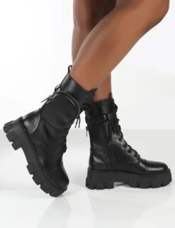 Intention Black Wide Fit Platform Chunky Sole Pouch Ankle Boots -Boots Store 771A2396 c11a061b 84e6 4239 8eb3 5bdfaf278cfc