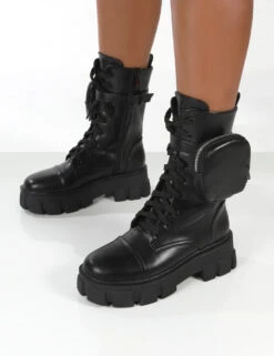 Intention Black Wide Fit Platform Chunky Sole Pouch Ankle Boots -Boots Store 771A2399 6ad612de f1a4 49dd 81f8 3edac6f82e46