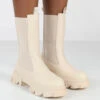 Boston Bone Pu Wide Fit Platform Calf High Chunky Sole Boots