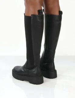 Andi Black Knee High Chunky Sole Boots -Boots Store 771A2414