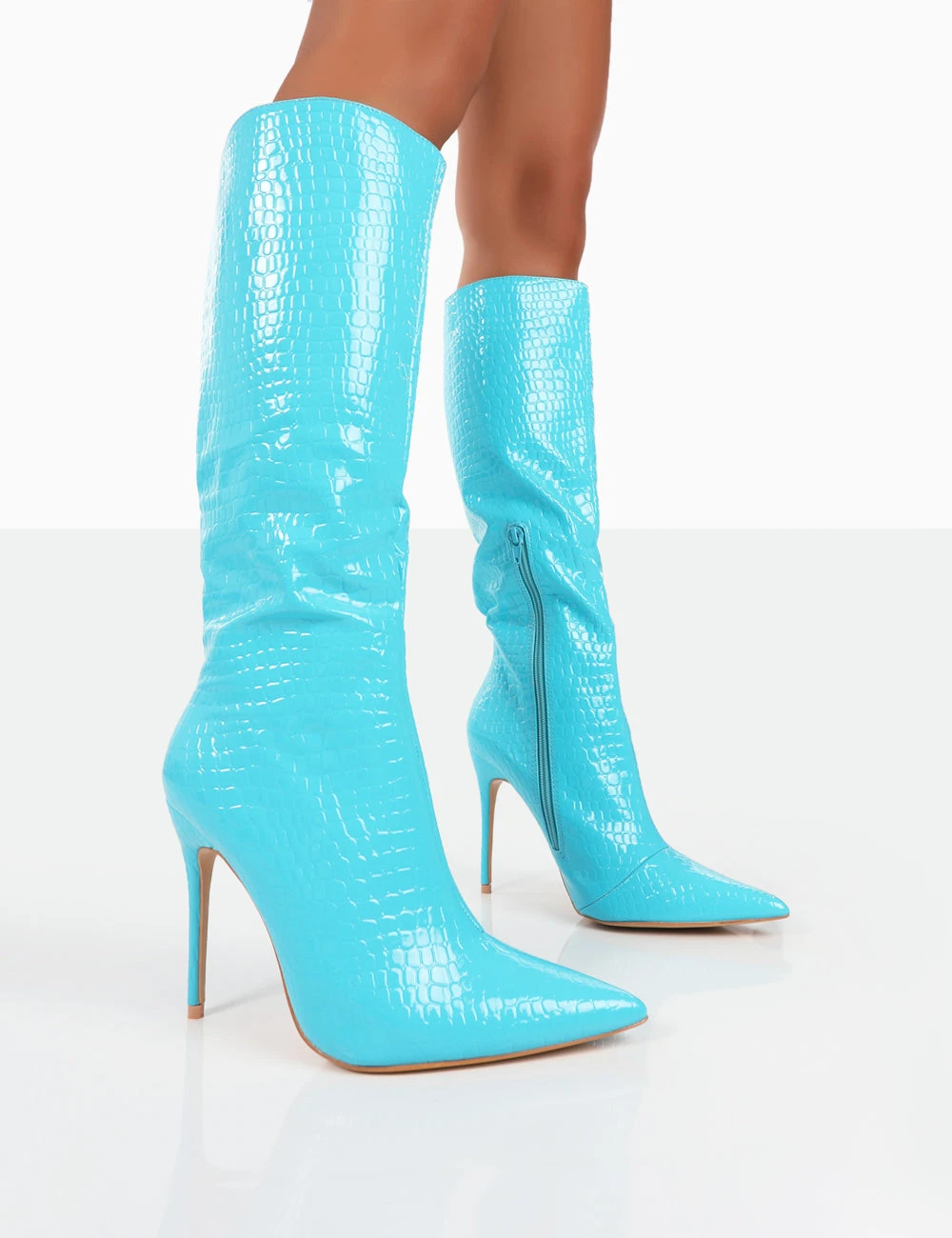 Horizon Wide Fit Blue Patent Knee High Boots 1 Horizon Wide Fit Blue Patent Knee High Boots