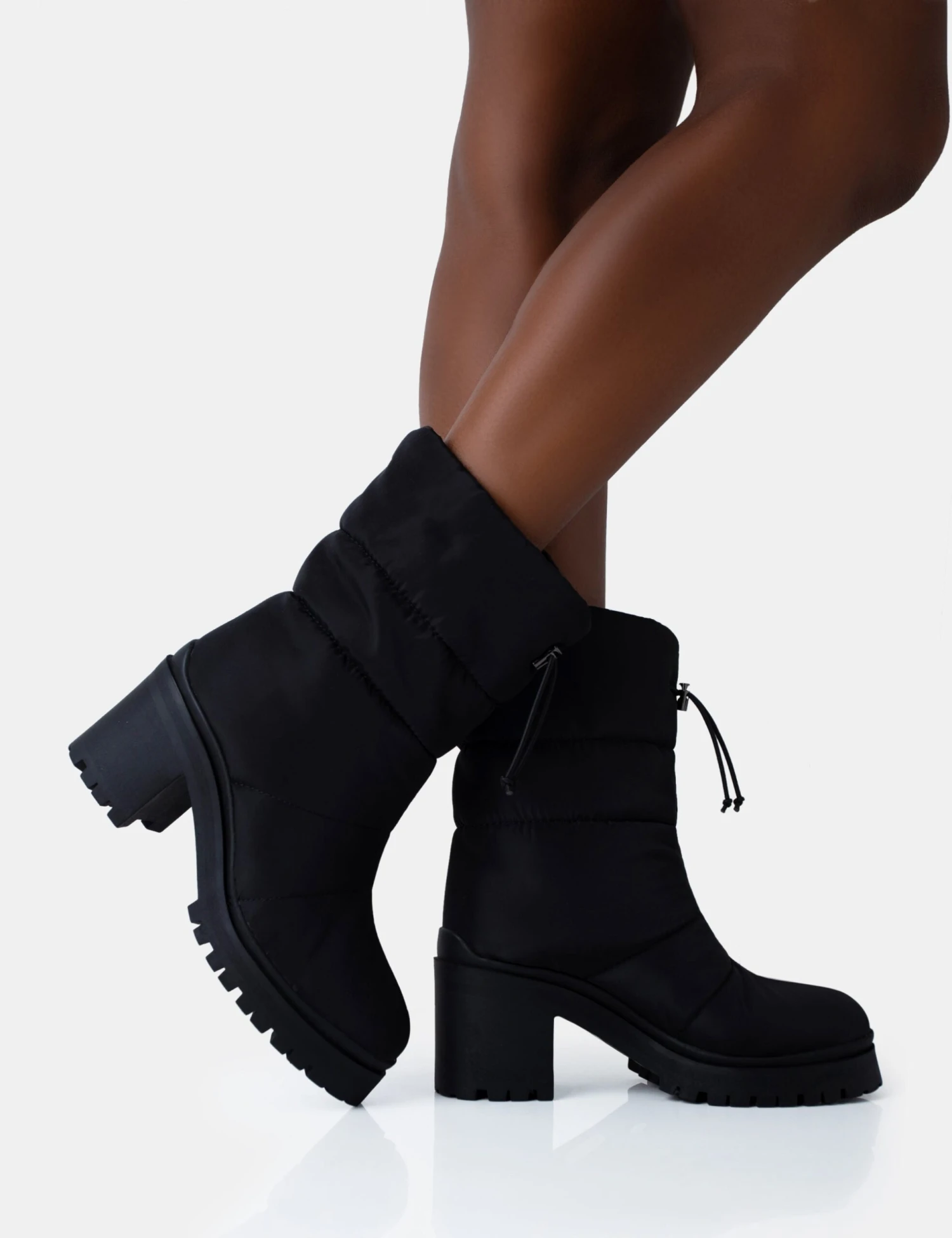 Vine Black Nylon Padded Toggle Ankle Boots 2 Vine Black Nylon Padded Toggle Ankle Boots - Image 2
