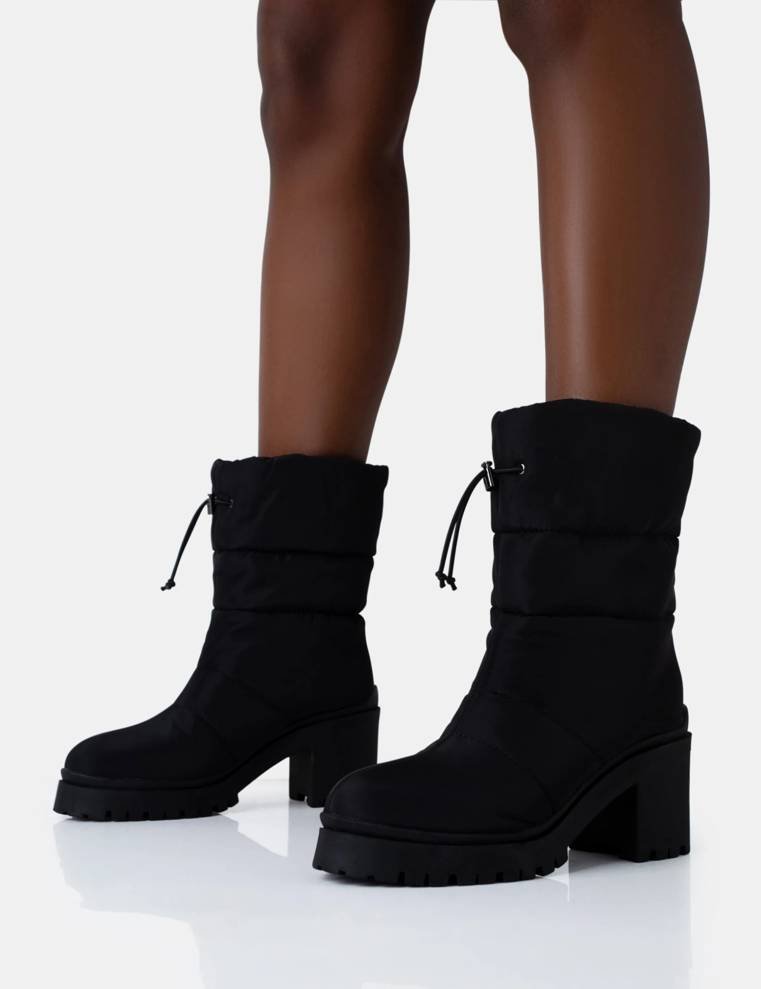 Vine Black Nylon Padded Toggle Ankle Boots 3 Vine Black Nylon Padded Toggle Ankle Boots - Image 3