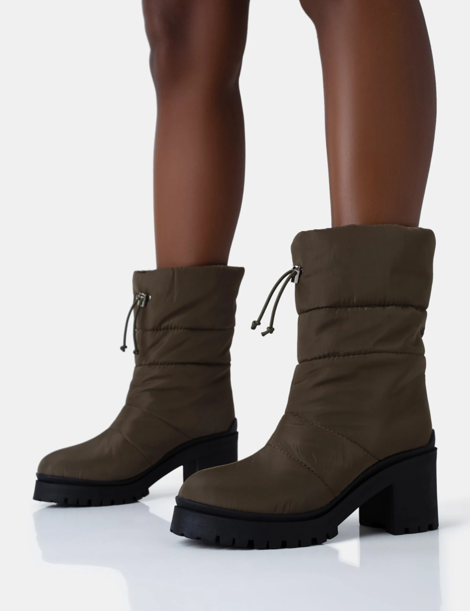 Vine Khaki Nylon Padded Toggle Ankle Boots 3 Vine Khaki Nylon Padded Toggle Ankle Boots - Image 3