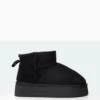 Theo Black Faux Suede Ultra Mini Ankle Platform Boots