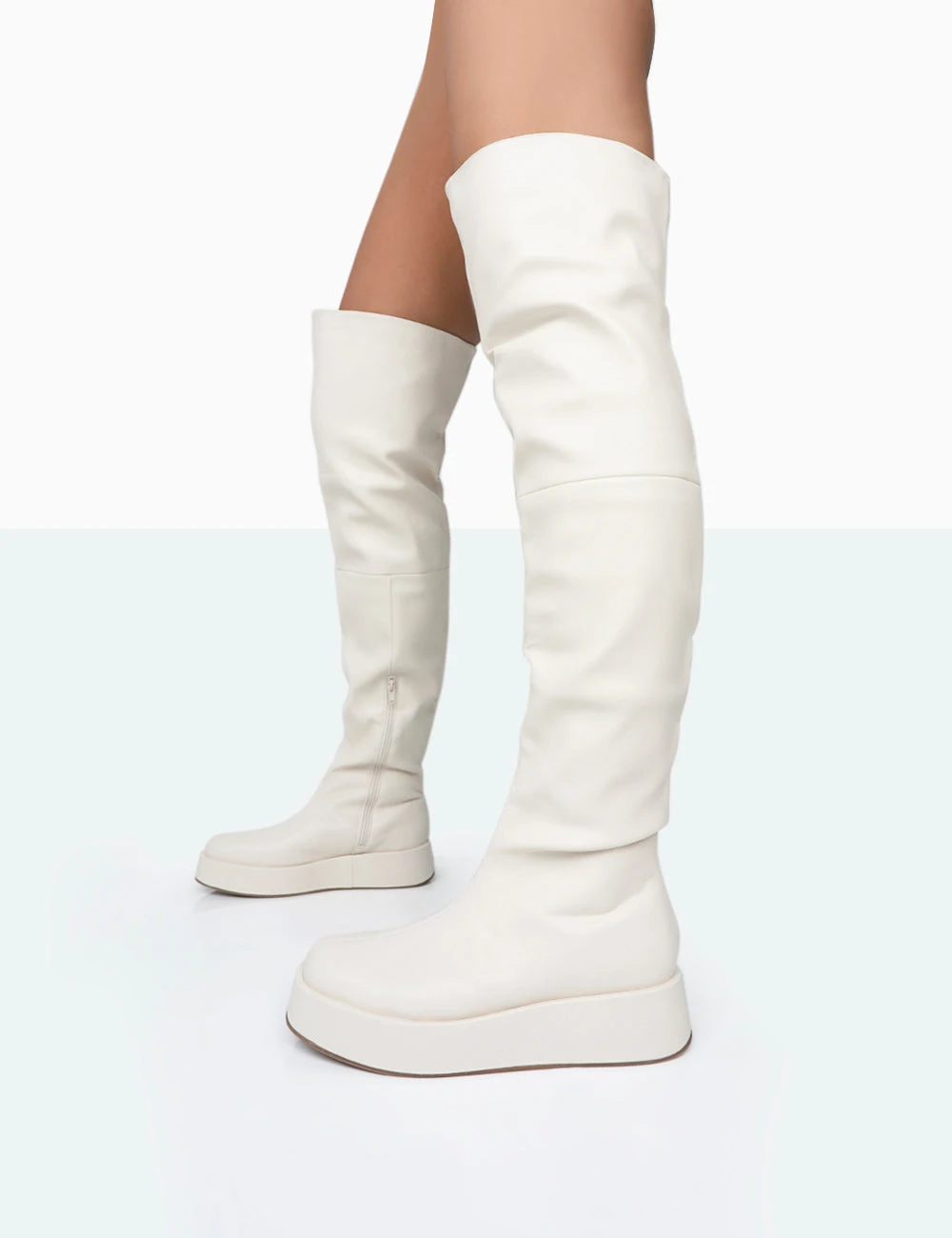 Erica Bone Pu Chunky Platform Sole Over The Knee Boots 3 Erica Bone Pu Chunky Platform Sole Over The Knee Boots - Image 3
