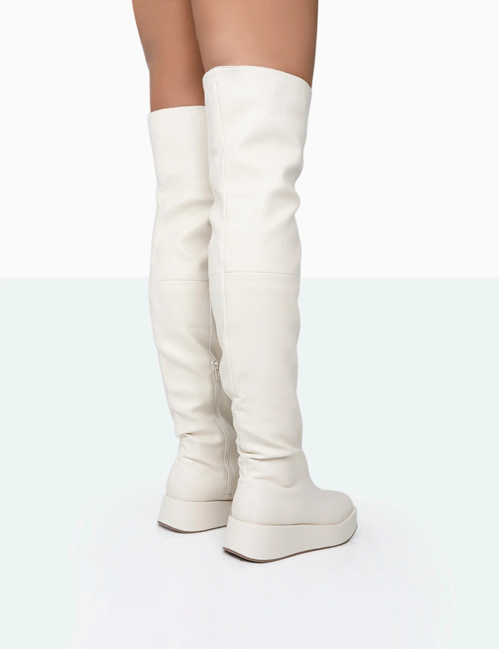 Erica Bone Pu Chunky Platform Sole Over The Knee Boots 4 Erica Bone Pu Chunky Platform Sole Over The Knee Boots - Image 4
