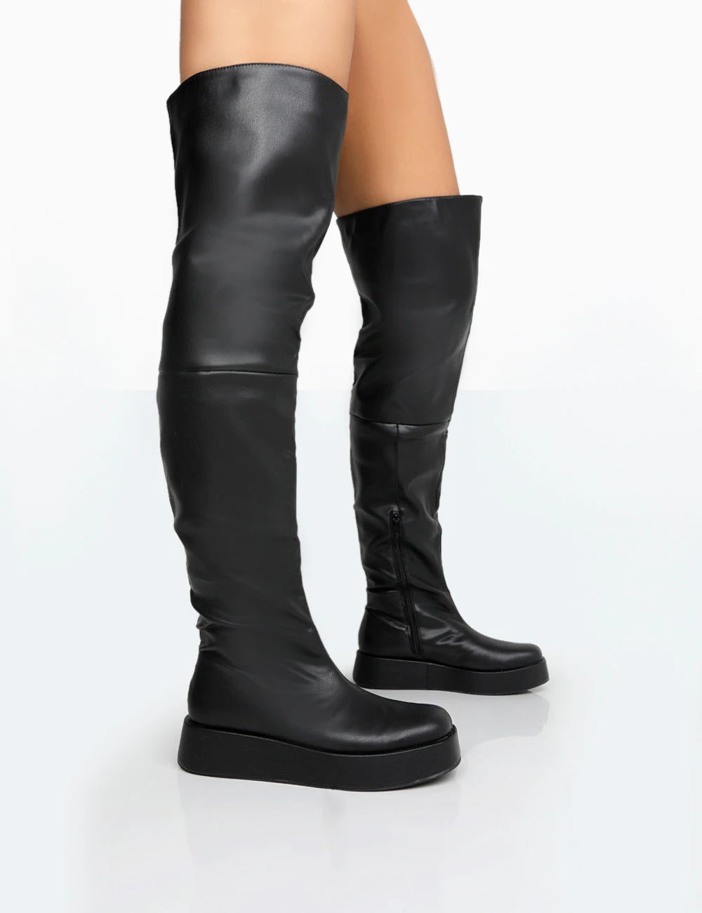 Erica Wide Fit Black Pu Chunky Platform Over The Knee Boots 1 Erica Wide Fit Black Pu Chunky Platform Over The Knee Boots