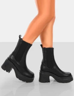 Step Up Wide Fit Black Drench PU Platform Chunky Sole Heeled Ankle Boots 7 Step Up Wide Fit Black Drench PU Platform Chunky Sole Heeled Ankle Boots -Boots Store 771A6354copy 3538beae 6d4e 4e32 a709 db54adb06ac5