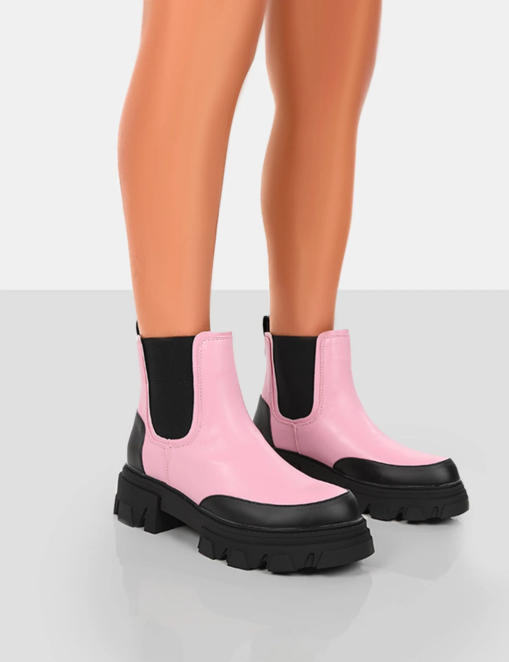 By Midnight Pink Pu Platform Chunky Sole Chelsea Boots 1 By Midnight Pink Pu Platform Chunky Sole Chelsea Boots