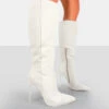 Horizon Linen Ecru Stiletto Knee High Boots