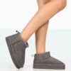 Shorty Grey Faux Suede Ultra Mini Chunky Ankle Boots