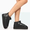 Shorty Black PU Ultra Mini Chunky Ankle Boots