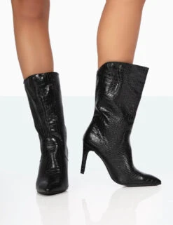 Lisel Wide Fit Black Croc Pu Pointed Toe Stiletto Heeled Ankle Boots 7 Lisel Wide Fit Black Croc Pu Pointed Toe Stiletto Heeled Ankle Boots -Boots Store 771A9263 e393c774 05df 4cd7 9166 23c11c5a40f7