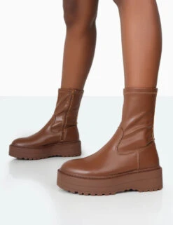 Auden Mocha PU Chunky Sole Ankle Boots 6 Auden Mocha PU Chunky Sole Ankle Boots -Boots Store 771A9902 1125c994 22c8 4fe3 95f9 0e0f27f84166