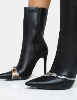 Pitstop Black Pu Zip Detail Pointed Toe Stiletto Heel Ankle Boots 8 Pitstop Black Pu Zip Detail Pointed Toe Stiletto Heel Ankle Boots -Boots Store 7 16c331c7 04f4 4c34 ae29 8cd3e7c28c02