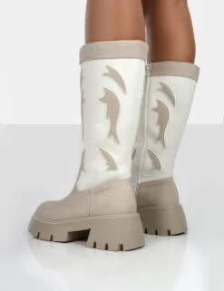 Fly Away Ecru Pu Round Toe Western Cowboy Platform Chunky Sole Knee High Boots -Boots Store 7 d8c5e975 4b7d 40ad bd9f 3028eb036416