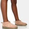 Bambi Beige Faux Suede Ultra Mini Ankle Boots