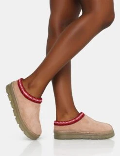 Nala Beige Faux Suede Embroidered Slipper Platform Boots 6 Nala Beige Faux Suede Embroidered Slipper Platform Boots -Boots Store IMG 0727