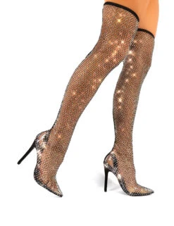 Deal Breaker Wide Fit Black Diamante Fishnet Stiletto Over The Knee High Heels -Boots Store IMG 2568 fcb6c430 b26f 419b 870f 77b8daec7031