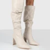 Mine Wide Fit Stone PU Knee High Boots