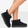 Flurry Black Faux Suede Ultra Mini Ankle Boots