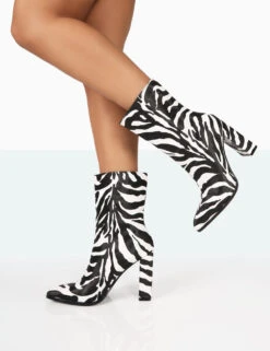 Bridget Zebra Printed PU Pointed Toe Block Heeled Ankle Boots 6 Bridget Zebra Printed PU Pointed Toe Block Heeled Ankle Boots -Boots Store c3 8b55c351 043d 4f29 aa1b f8b3144679de